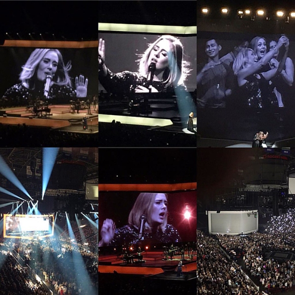 Collage of photos from Adele concert